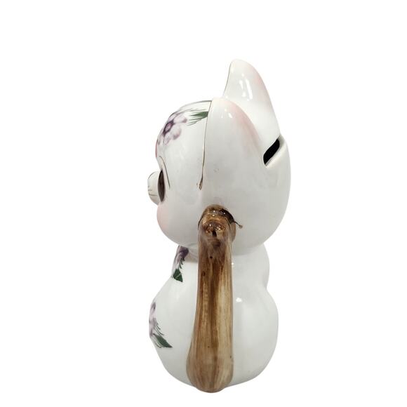 VTG 90s MINI CAT BANK BIG EYES ANIME ASIAN ORIENTAL GIRL DECOR ANTHROPOMORPHIC - Picture 2 of 6